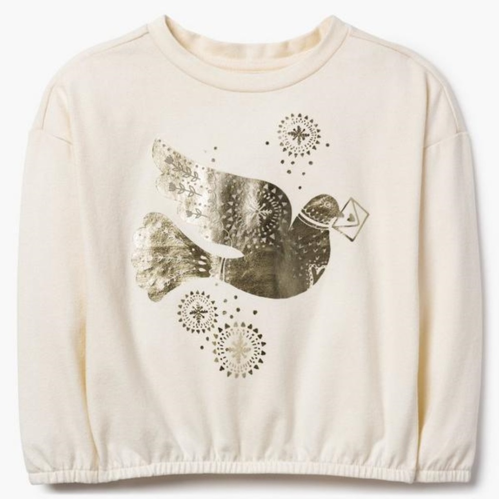 Gymboree Ivory Foil Screenprint Dove Top (M)